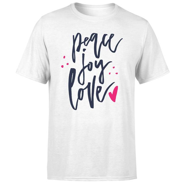 Peace Joy Love T-Shirt - White - M - Weiß on Productcaster.