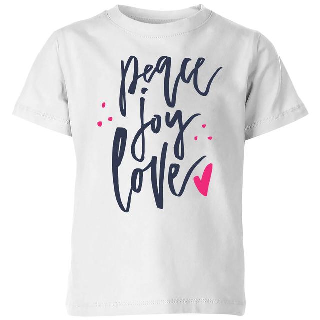 Peace Joy Love Kids' T-Shirt - White - 7-8 Jahre - Weiß on Productcaster.