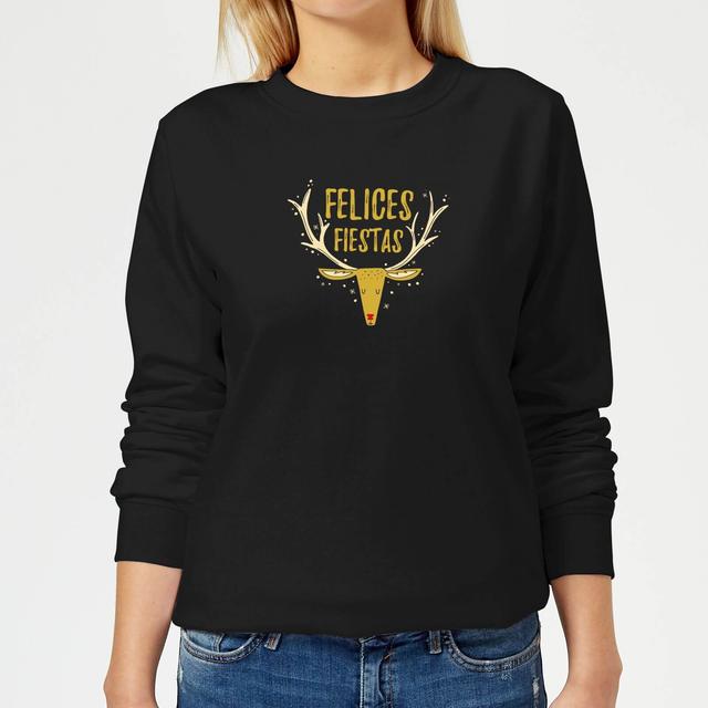 Felices Fiestas Reindeer Frauen Sweatshirt - Schwarz - XS - Schwarz on Productcaster.