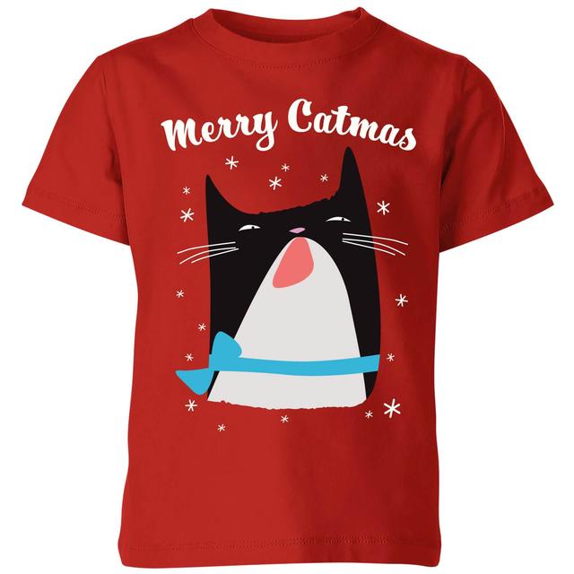 Merry Catmas Kids' T-Shirt - Red - 7-8 Jahre - Rot on Productcaster.