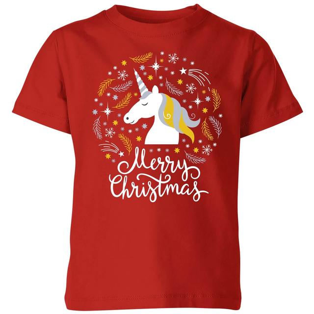 Unicorn Christmas Kids' T-Shirt - Red - 9-10 Jahre on Productcaster.