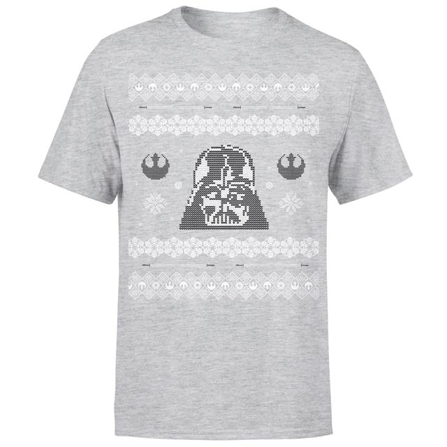 Star Wars Christmas Darth Vader Face Grey T-Shirt - M - Grey on Productcaster.