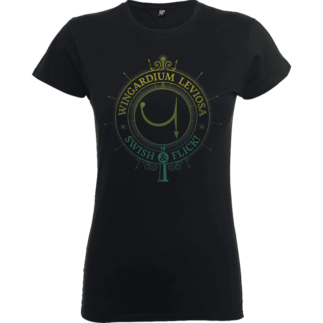 Harry Potter Wingardium Leviosa Swish And Flick Women's Black T-Shirt - XXL on Productcaster.