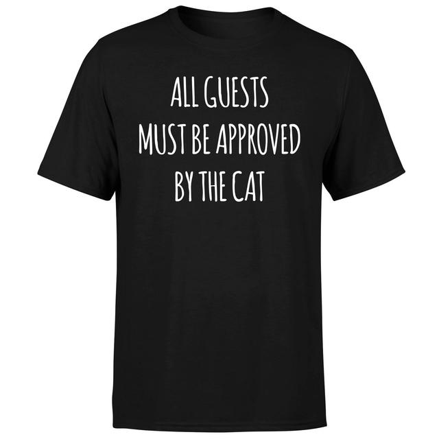 All Guests Must Be Approved By The Cat T-Shirt - Black - XL - Black on Productcaster.