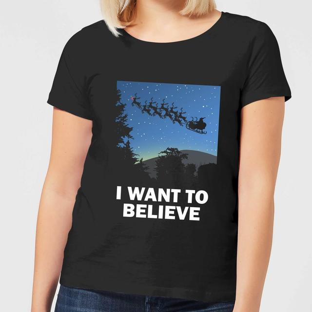 Camiseta Navidad "I Want To Believe" - Mujer - Negro - 5XL - Negro on Productcaster.