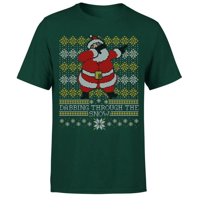 Dabbing through the snow Fair Isle T-Shirt - Forest Green - XS - Forest Green on Productcaster.