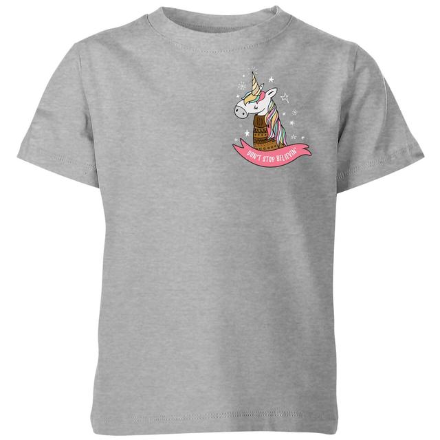 Christmas Unicorn Pocket Kids' T-Shirt - Grey - 3-4 Years - Grey on Productcaster.