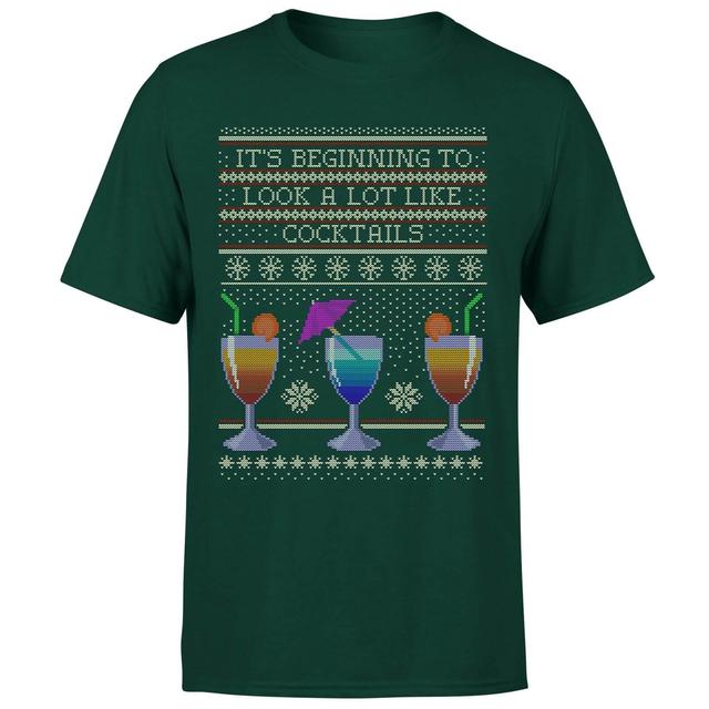 Its Beginning To Look A Lot Like Cocktails T-Shirt - Forest Green - XL - Forest Green on Productcaster.