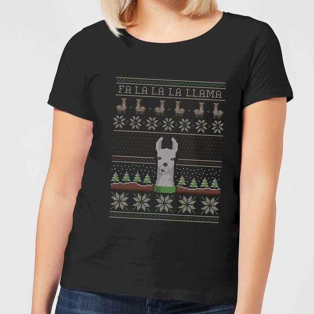 Camiseta Navidad "Fa La La La Llama" - Mujer - Negro - 3XL - Negro on Productcaster.