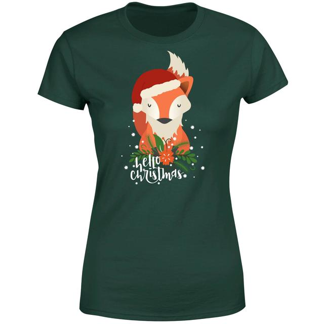 Christmas Fox Hello Christmas Women's T-Shirt - Forest Green - S on Productcaster.