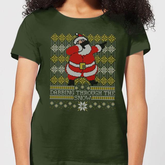 Dabbing through the snow Fair Isle Women's T-Shirt - Forest Green - XL - Forest Green on Productcaster.