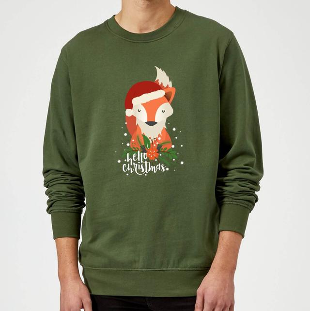 Christmas Fox Hello Christmas Jumper - Forest Green - XXL on Productcaster.