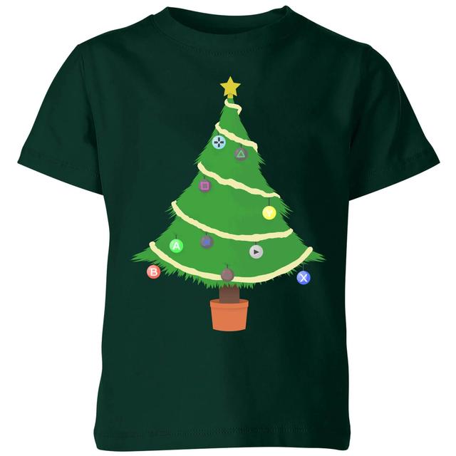 Buttons Tree Kids' T-Shirt - Forest Green - 7-8 Jahre - Forest Green on Productcaster.