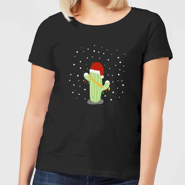 Cactus Santa Hat Women's T-Shirt - Black - XXL on Productcaster.