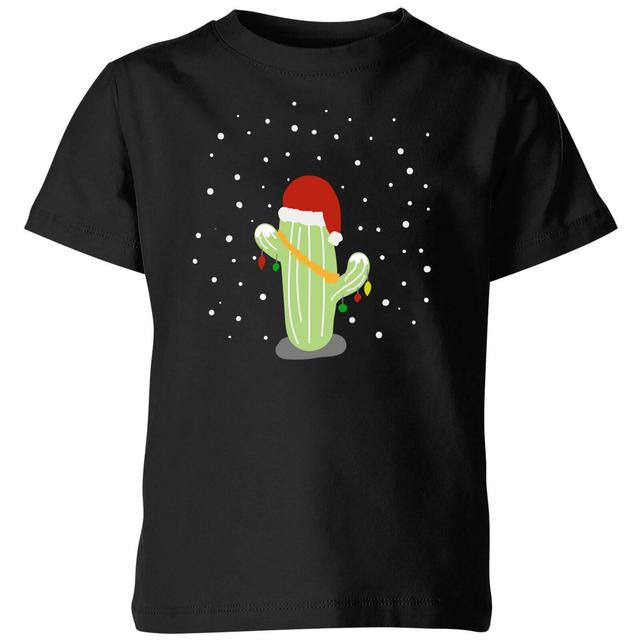 Cactus Santa Hat Kids' T-Shirt - Black - 11-12 Years - Black on Productcaster.