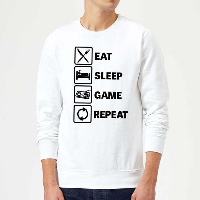 Eat Sleep Game Repeat Sweatshirt - White - M - White on Productcaster.