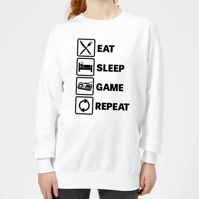 Eat Sleep Game Repeat Women's Sweatshirt - White - XXL - White on Productcaster.