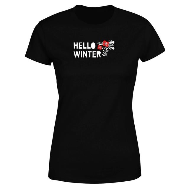 Hello Winter Women's T-Shirt - Black - S on Productcaster.