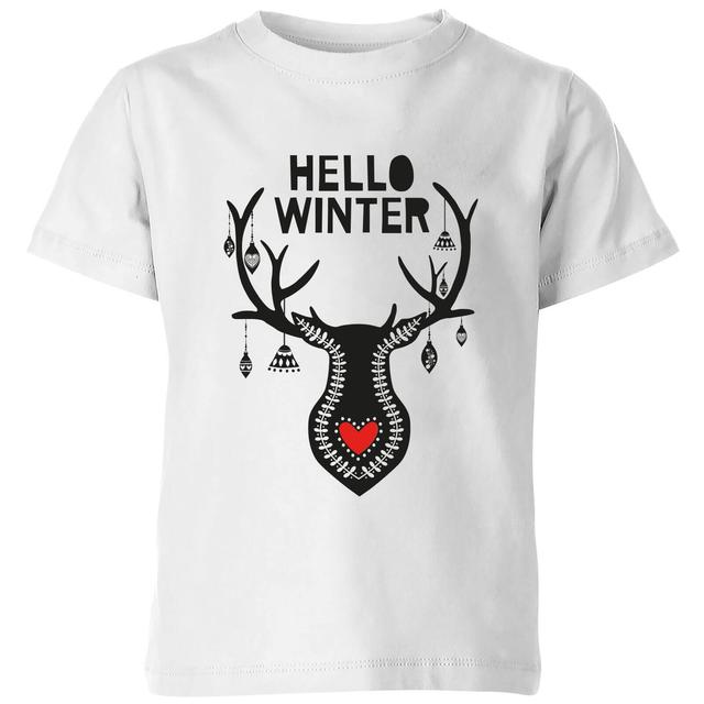 Hello Winter Kids' T-Shirt - White - 7-8 Jahre - Weiß on Productcaster.