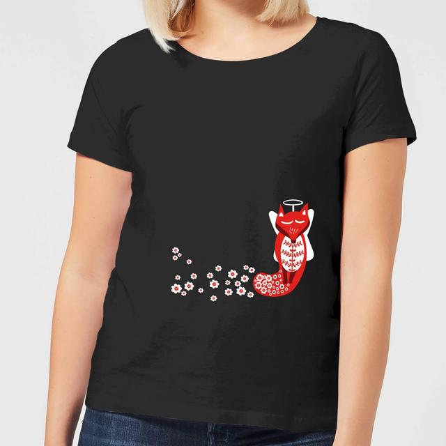 Flower Fox Women's T-Shirt - Black - XXL - Schwarz on Productcaster.