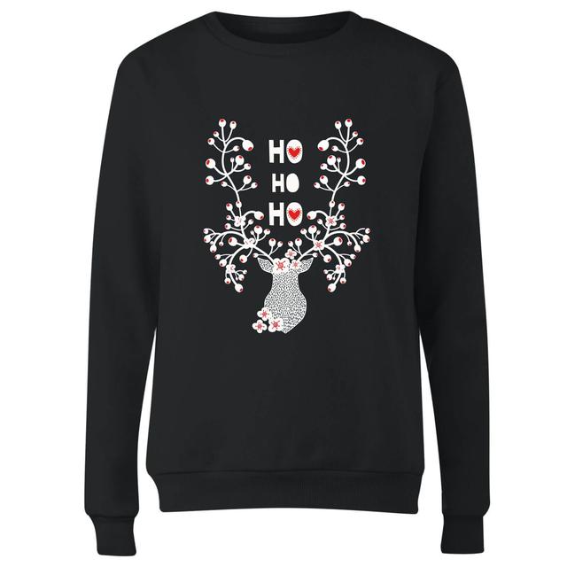 Ho Ho Ho Reindeer Women's Sweatshirt - Black - XL on Productcaster.