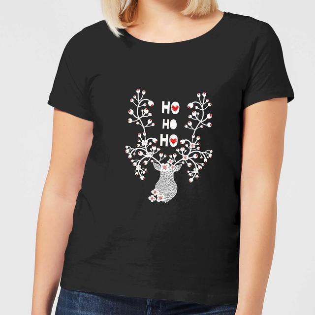 Camiseta Navidad Reno "Ho Ho Ho" - Mujer - Negro - 5XL - Negro on Productcaster.