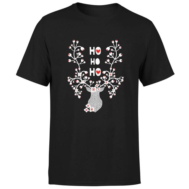 Ho Ho Ho Reindeer T-Shirt - Black - M - Black on Productcaster.