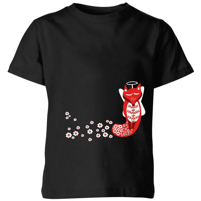 Flower Fox Kids' T-Shirt - Black - 7-8 Jahre - Schwarz on Productcaster.