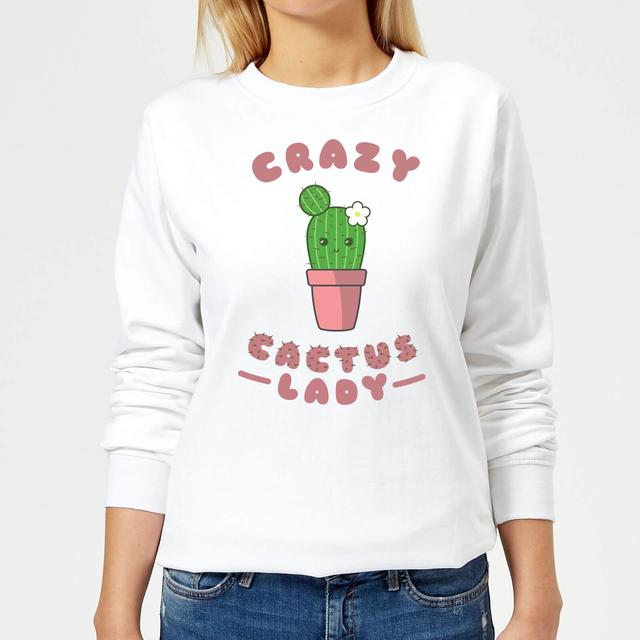 Crazy Cactus Lady Women's Sweatshirt - White - XXL - Weiß on Productcaster.