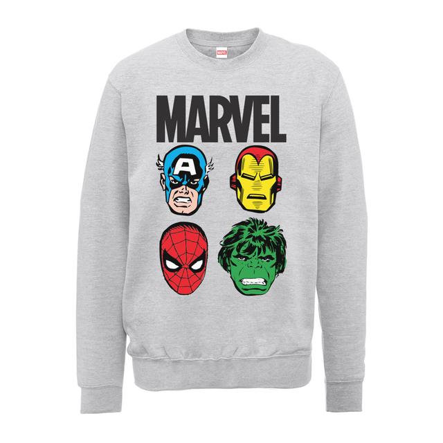 Marvel Comics Main Character Faces Men's Grey Sweatshirt - XXL - Grey on Productcaster.