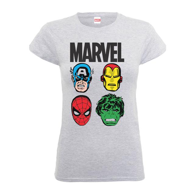 Camiseta Marvel Comics "Rostros Personajes Principales" - Mujer - Gris - S on Productcaster.