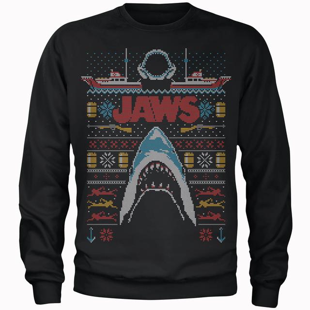 Jaws (Der weiße Hai) Männer Weihnachts Sweatshirt - Schwarz - L on Productcaster.