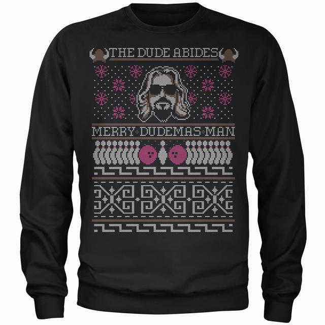 The Dude Abides 'Merry Dudemas Man' Männer Weihnachts Sweatshirt - Schwarz - XL on Productcaster.