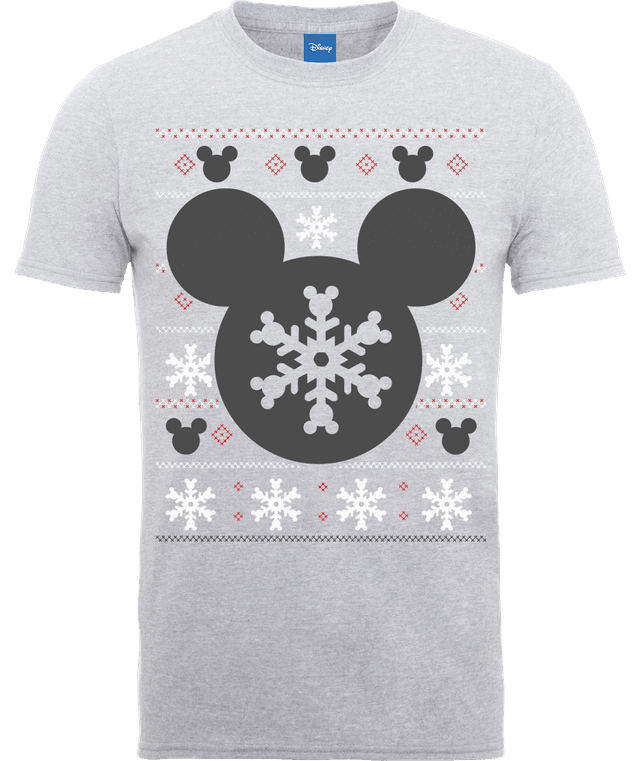 Disney Mickey Mouse Mickey Christmas Men's Grey T-Shirt - M on Productcaster.