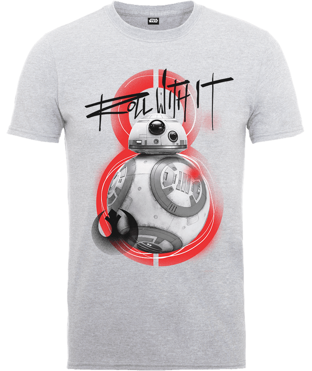 Star Wars The Last Jedi BB8 Roll With IT Grey T-Shirt - XXL on Productcaster.