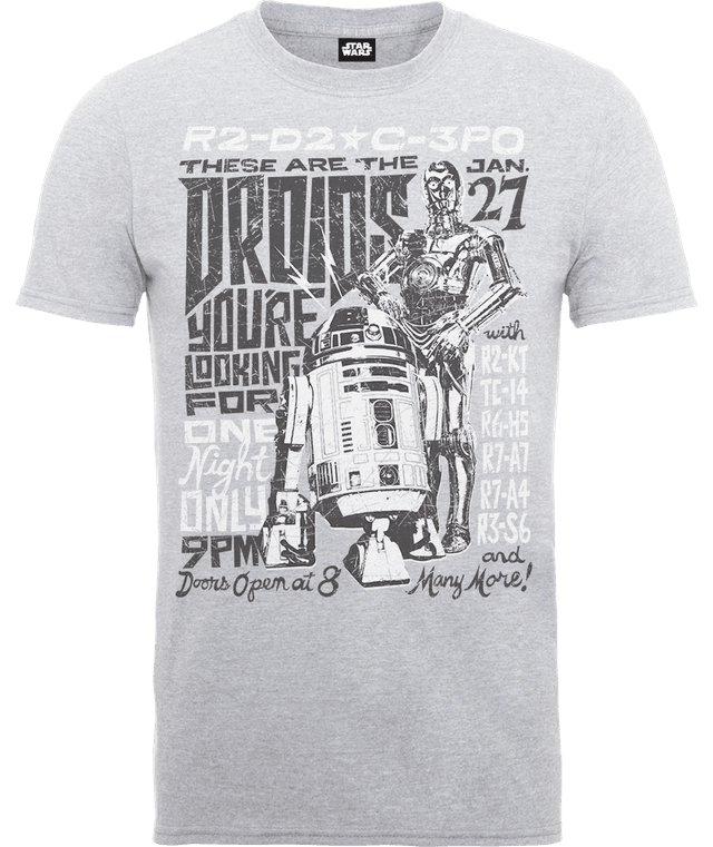 Star Wars Droids Rock Poster T-Shirt - Grau - XL on Productcaster.