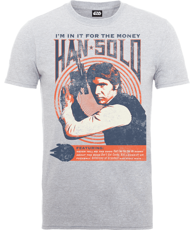 Star Wars Han Solo Retro Poster T-Shirt - Grau - XXL on Productcaster.