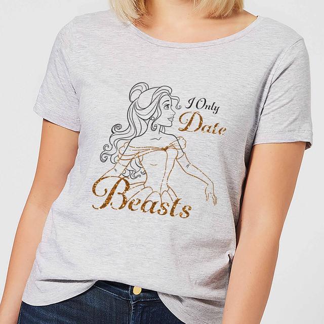 Disney Beauty And The Beast Princess Belle I Only Date Beasts Women's T-Shirt - Grey - 4XL on Productcaster.