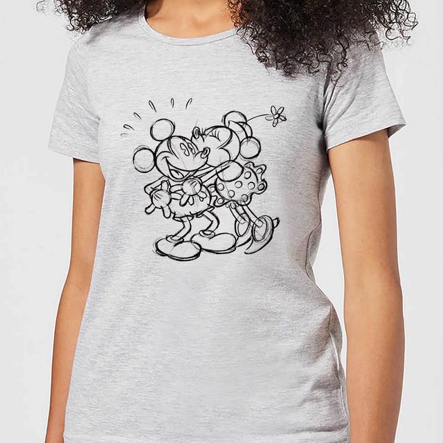 Disney Mickey Mouse Kissing Sketch Women's T-Shirt - Grey - XS on Productcaster.