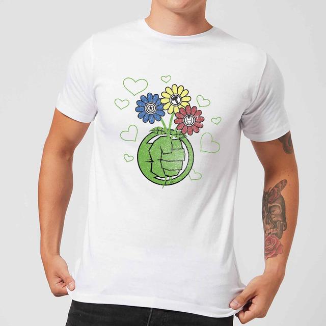 Marvel Avengers Hulk Flower Fist T-Shirt - Weiß - XXL - Schwarz on Productcaster.