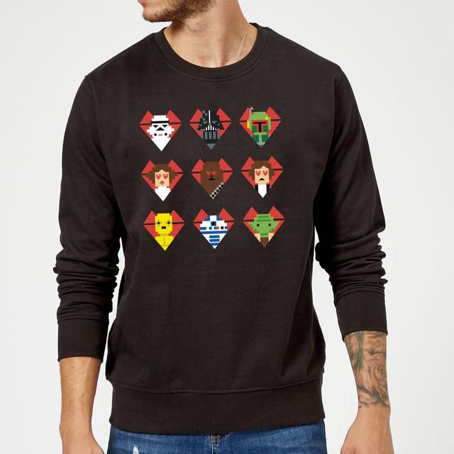 Star Wars Valentine's Pixel Montage Pullover - Schwarz - XXL on Productcaster.