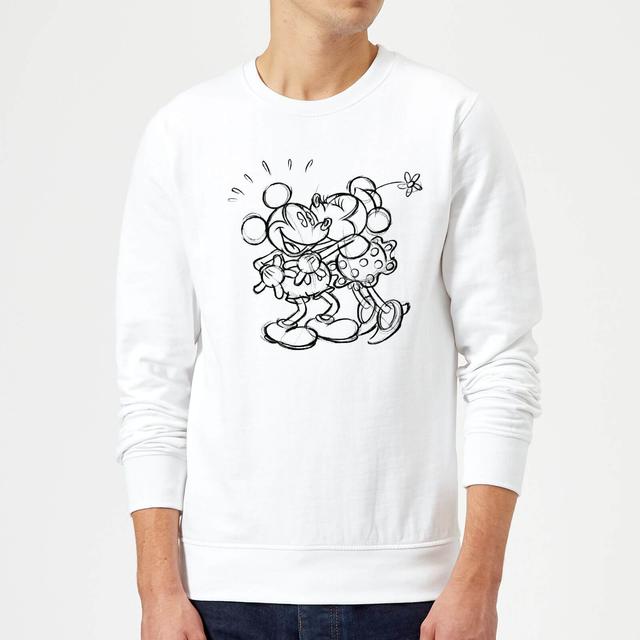 Disney Mickey Mouse Kissing Sketch Sweatshirt - White - S on Productcaster.