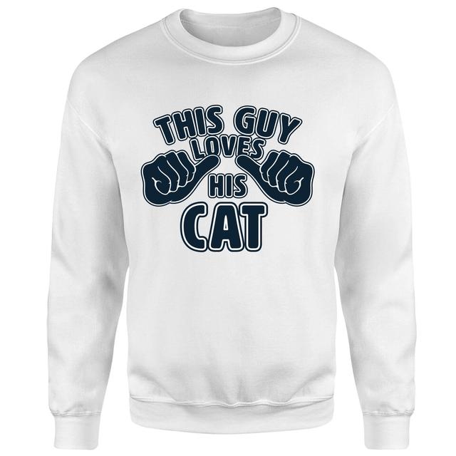 This Guy Loves His Cat Pullover - Weiß - XXL - Weiß on Productcaster.