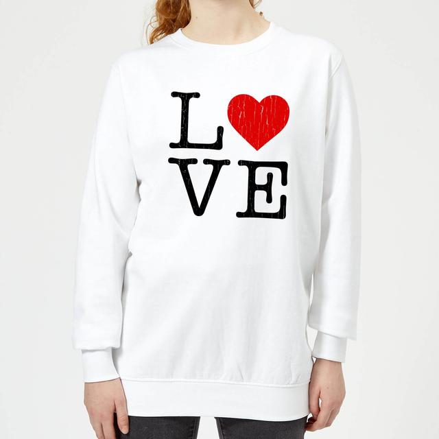 Love Heart TextuRot Frauen Pullover - Weiß - XL - Weiß on Productcaster.