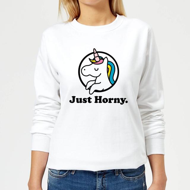 Just Horny Women's Sweatshirt - White - S - White on Productcaster.