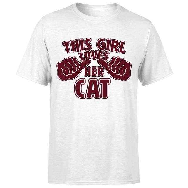 This Girl Loves Her Cat T-Shirt - White - XL - White on Productcaster.