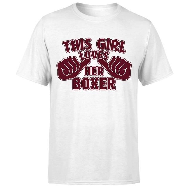 This Girl Loves Her Boxer T-Shirt - White - L - White on Productcaster.