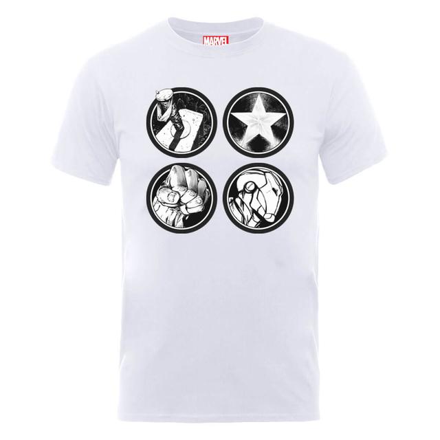 Marvel Avengers Assemble Main Logos T-Shirt - White - S on Productcaster.