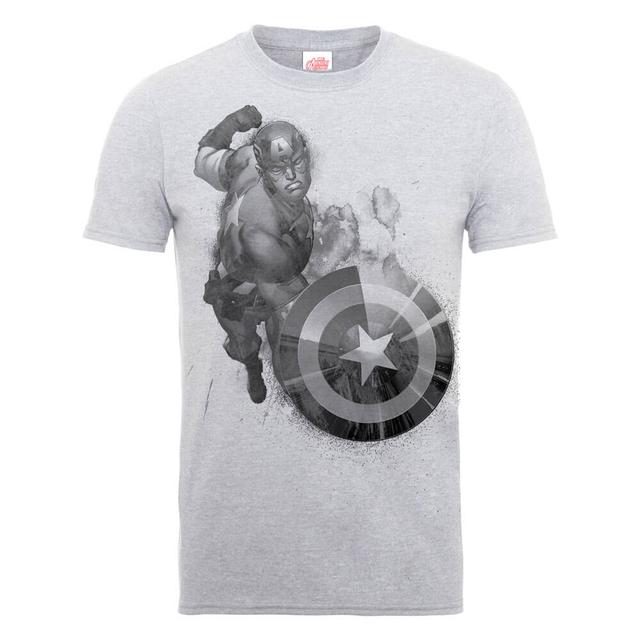 Marvel Avengers Assemble Captain America Mono T-Shirt - Grey - L on Productcaster.