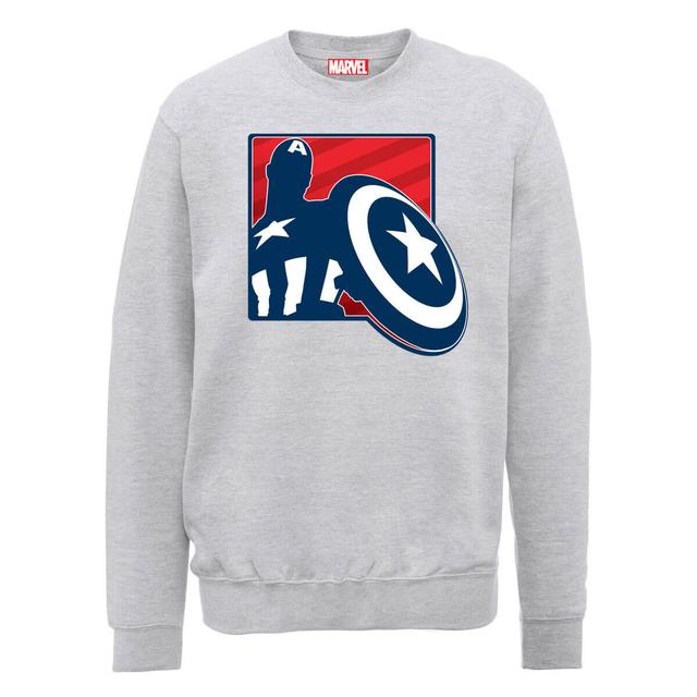 Marvel Avengers Assemble Captain America Badge Outline Sweatshirt - Grey - S on Productcaster.